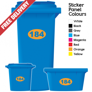 Wheelie Bin Sticker Numbers Oval Style (Pack Of 6)